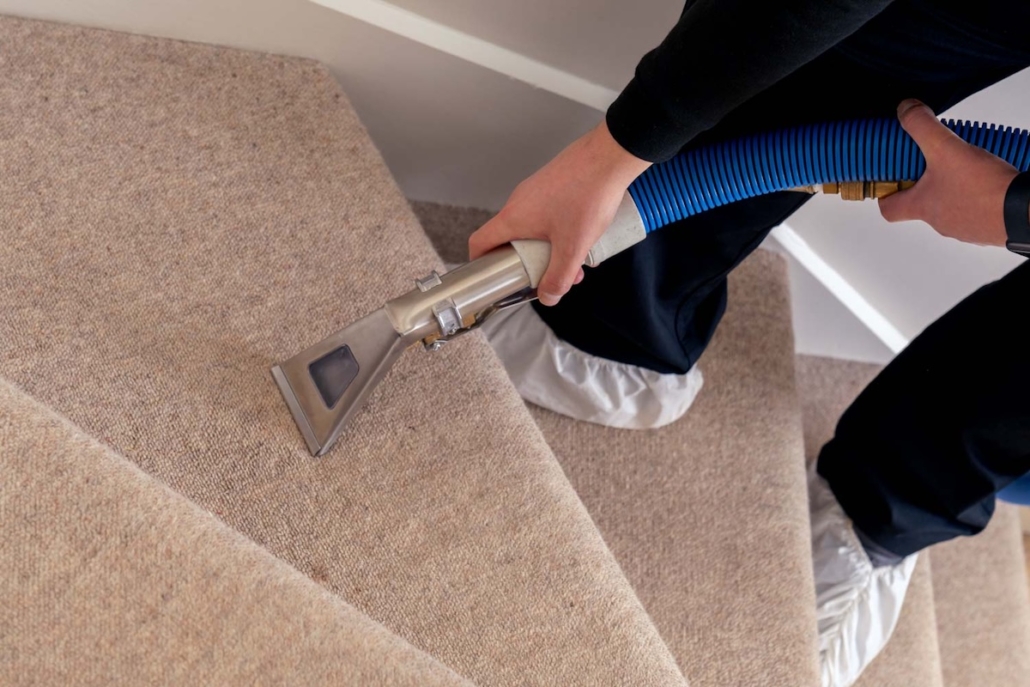 stairs being cleaned by Servicemaster Surrey